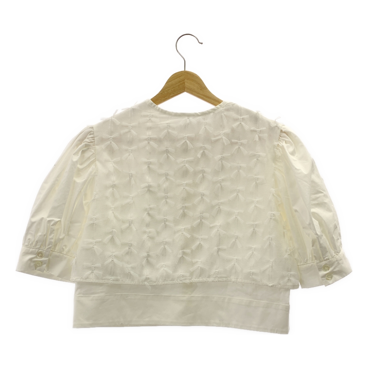 その他 2way center tulle shirt / レース装飾ギャザースリーブ シャツ ブラウス