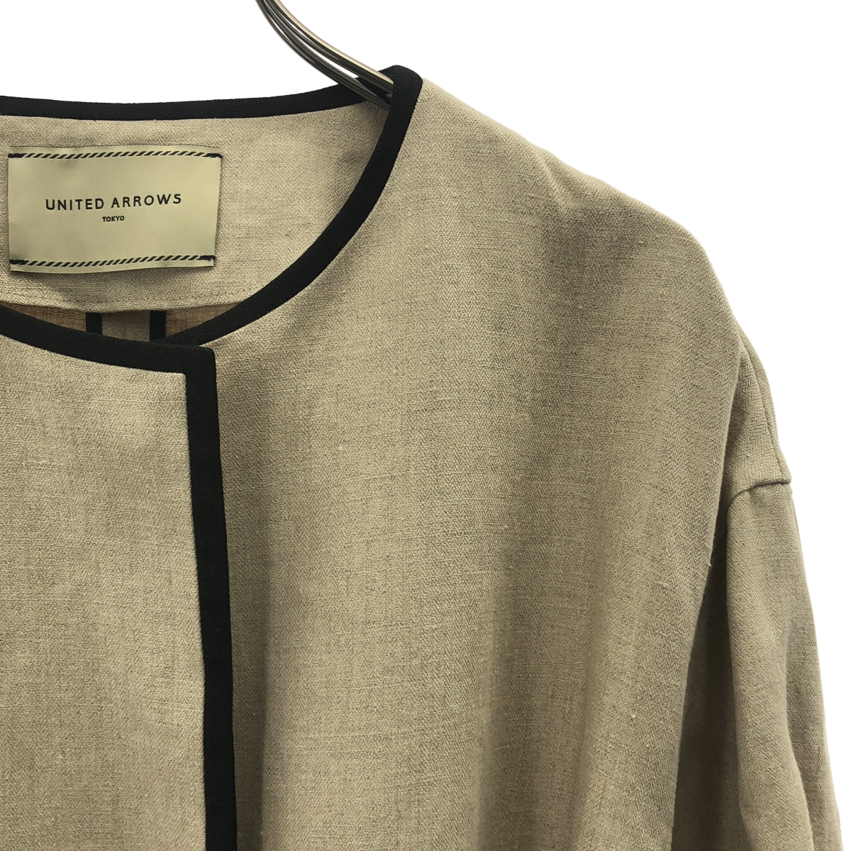 UNITED ARROWS / ユナイテッドアローズ リネン パイピング ノーカラーコート