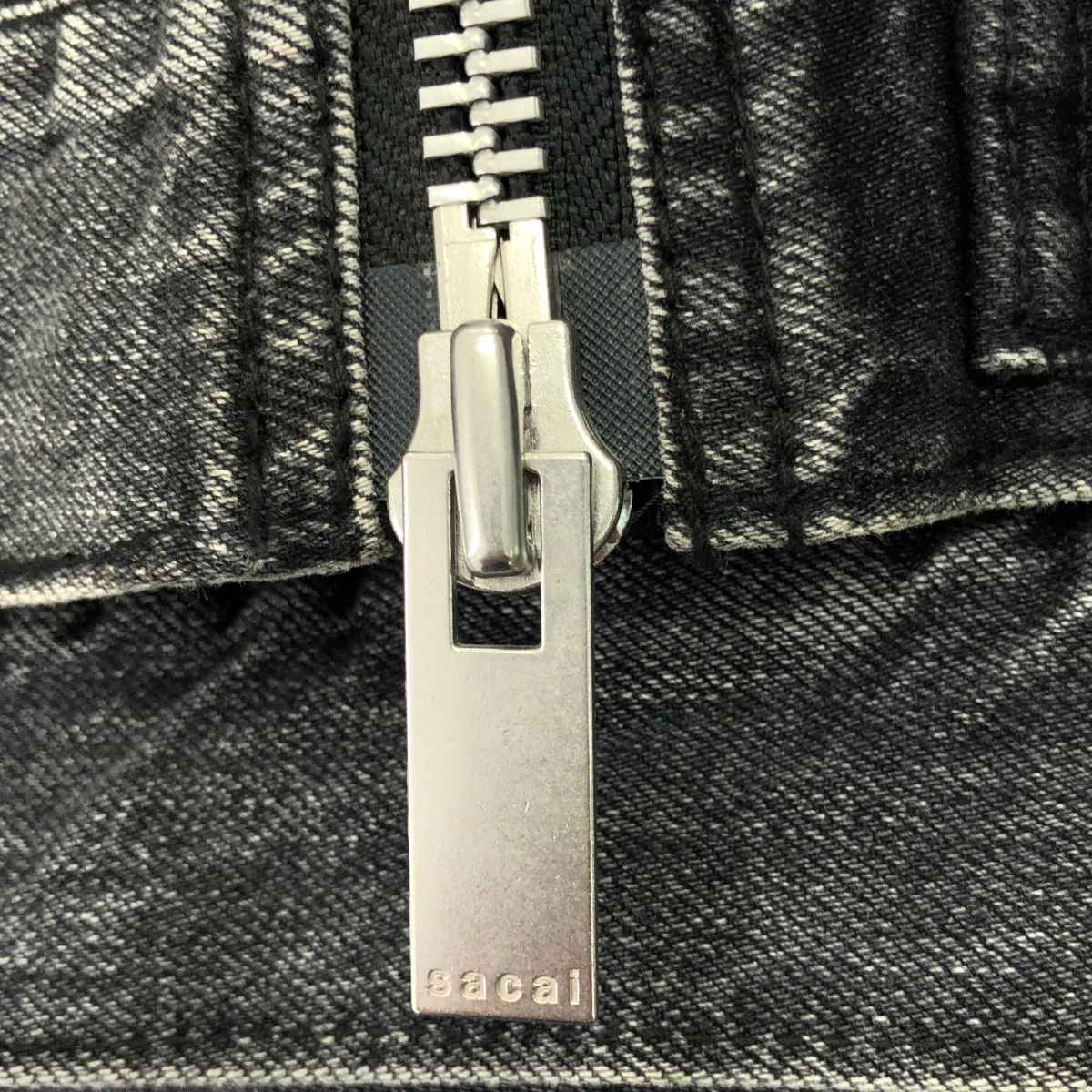 sacai / サカイ ボアカラー サイドジップスリット ブラックデニム ジャケット