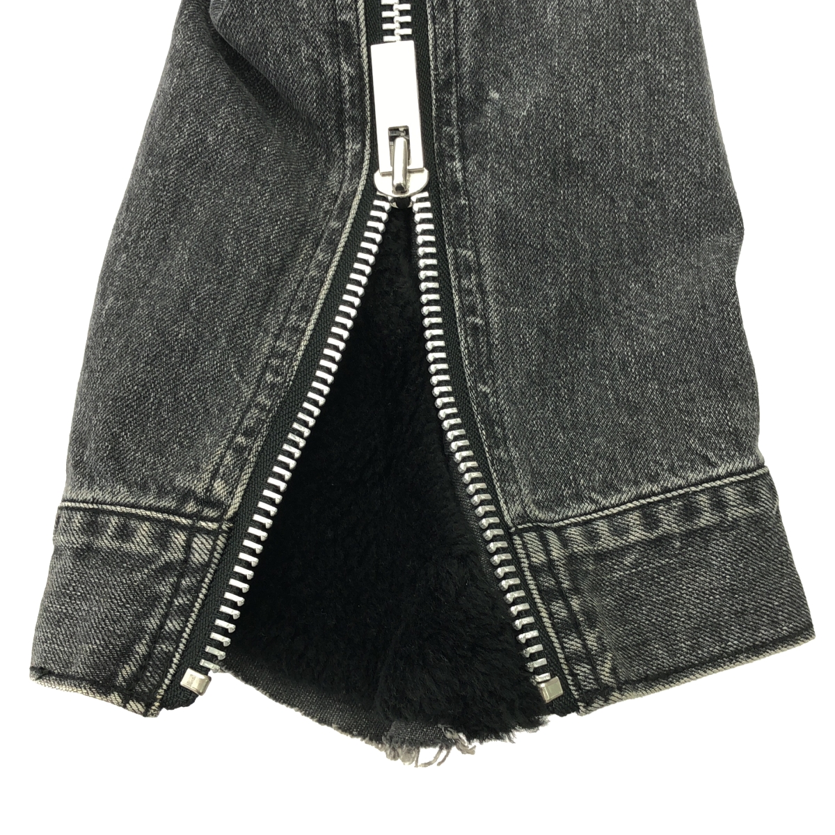 sacai / サカイ ボアカラー サイドジップスリット ブラックデニム ジャケット