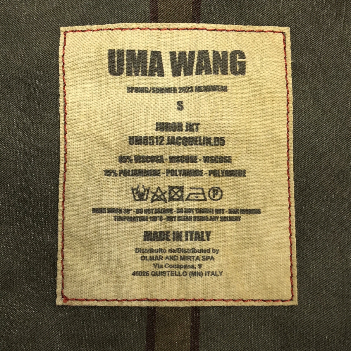 UMA WANG / ユマワン JUROR JKT / オーバーシルエット ジャケット