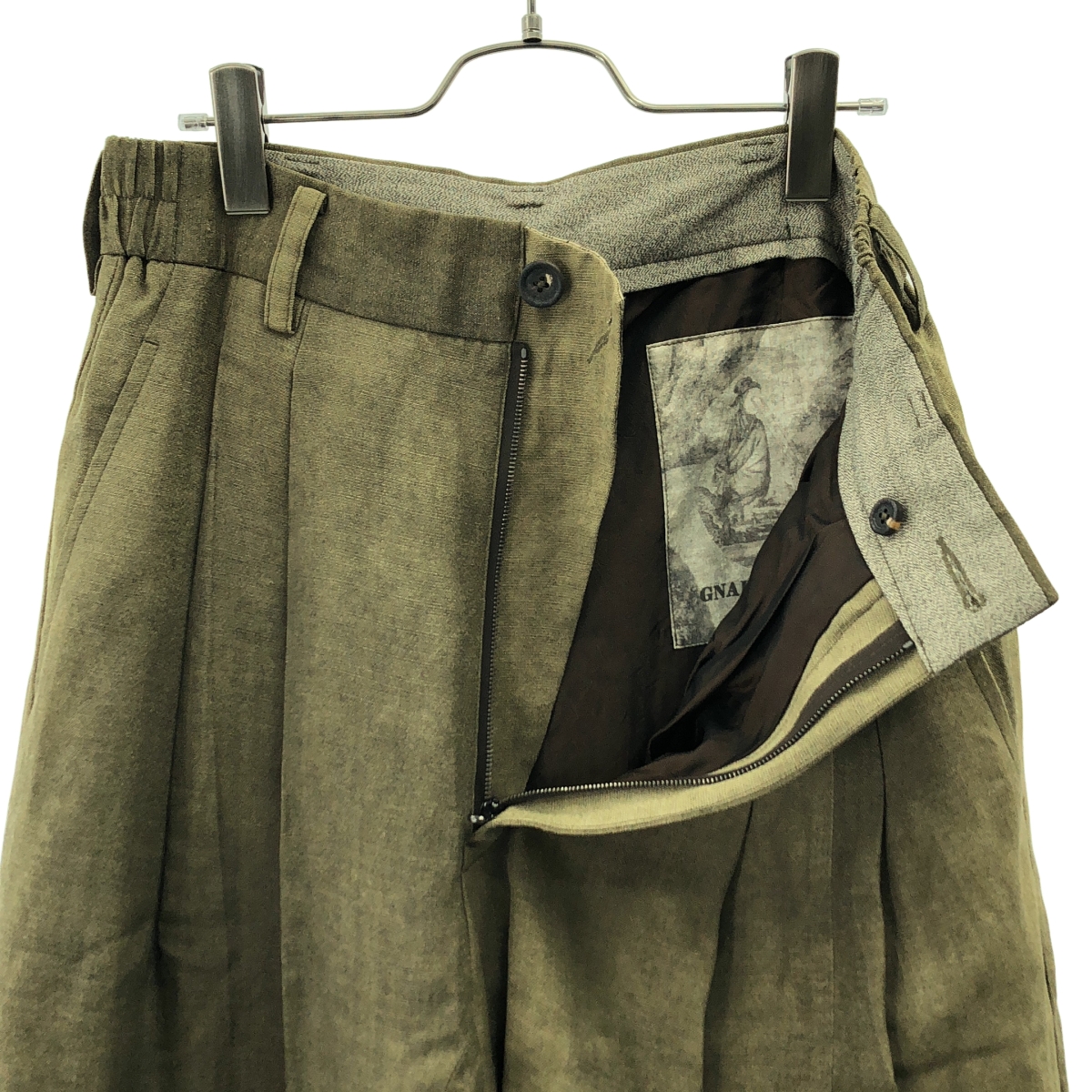 ziggy chen / ジギーチェン Drop Crotch Wide Leg Trousers / 2タック ワイド トラウザーズ パンツ / 裏地付き