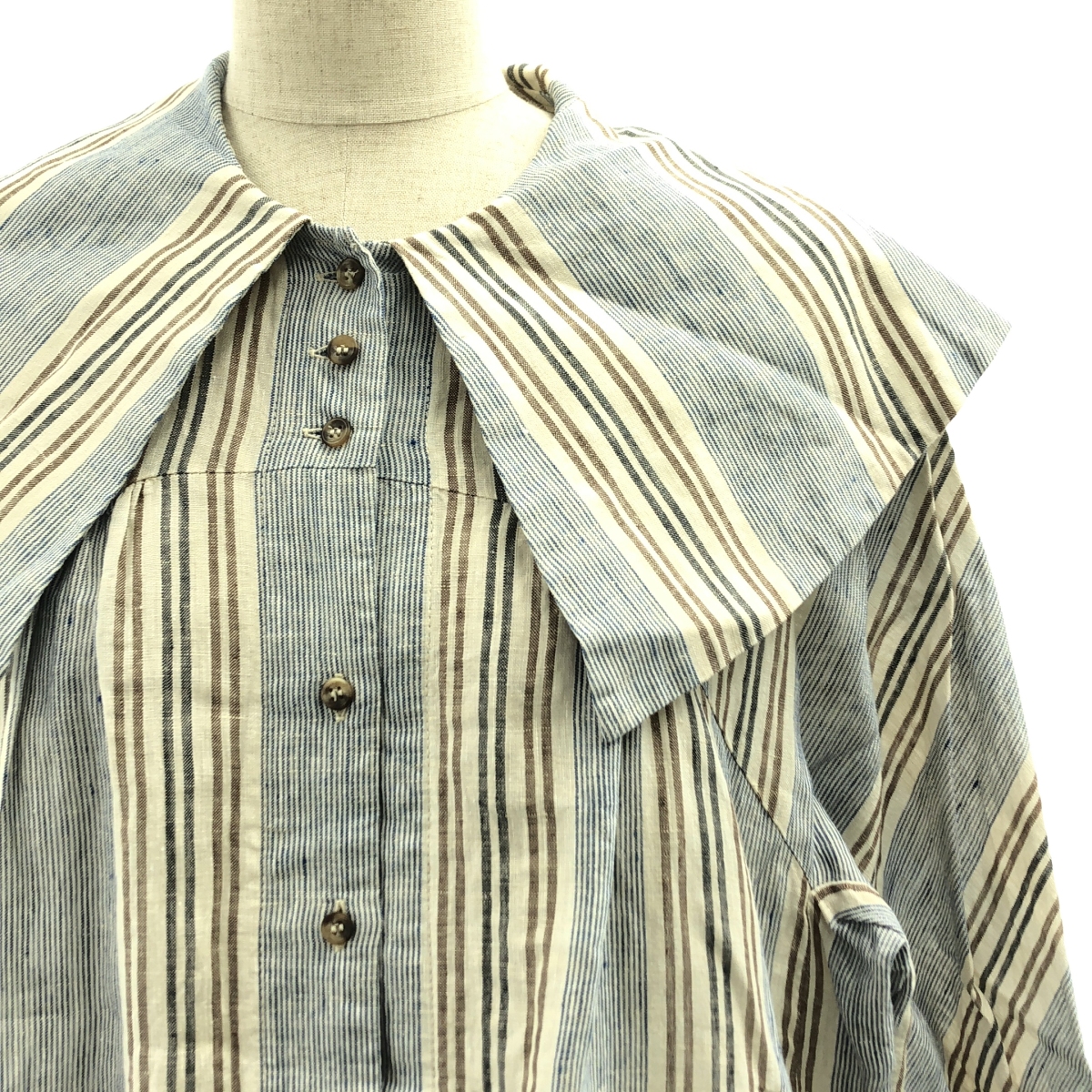 その他 ストライプ オーバーシルエット ビッグカラー シャツ ワンピース