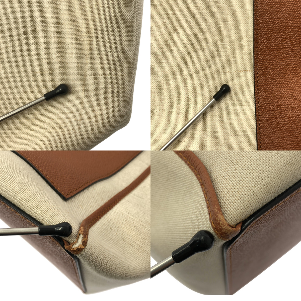 Valextra / ヴァレクストラ キャンバス レザー ショッピングバッグ