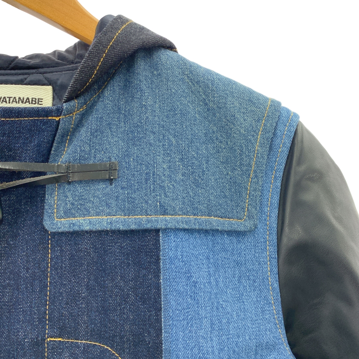 JUNYA WATANABE COMME des GARCONS / ジュンヤワタナベ パッチワーク デニム レザー切替 キルティング ダッフルコート