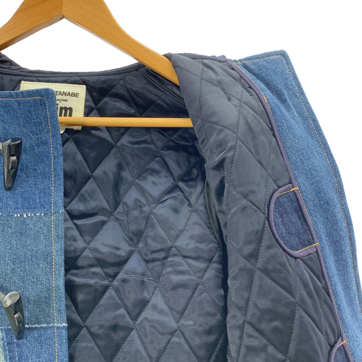 JUNYA WATANABE COMME des GARCONS / ジュンヤワタナベ パッチワーク デニム レザー切替 キルティング ダッフルコート