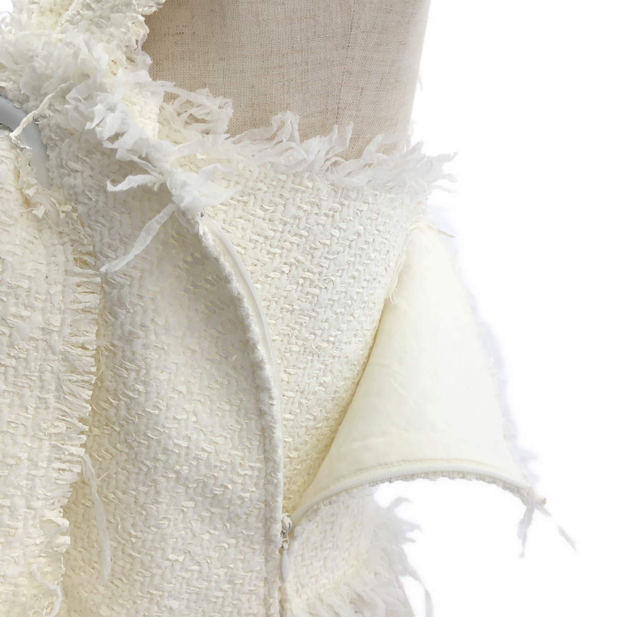 IRENE / アイレネ ツイード サイドジップ ワンショルダー トップス / 総裏地