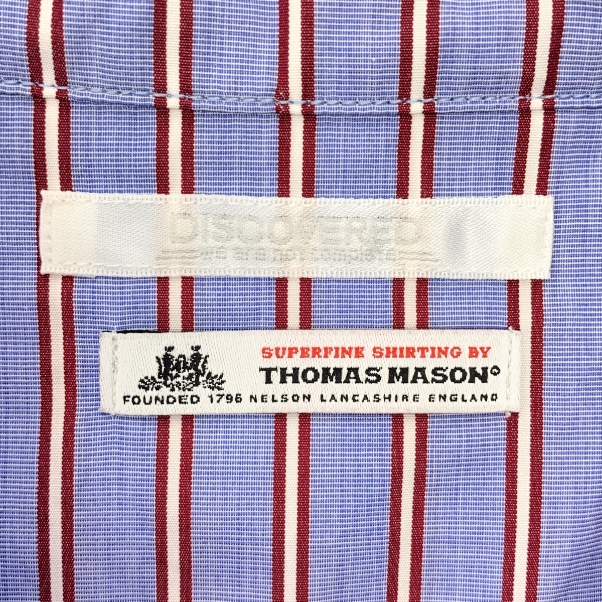 DISCOVERED / ディスカバード ×THOMAS MASON トーマスメイソン / 刺しゅう ストライプ 半袖 シャツ