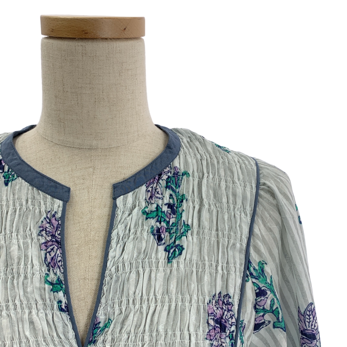 ne Quittez pas / ヌキテパ Cotton Jacquard Lily Print Shirring Dress リリープリント コットン ジャガード シャーリング ドレス ワンピース