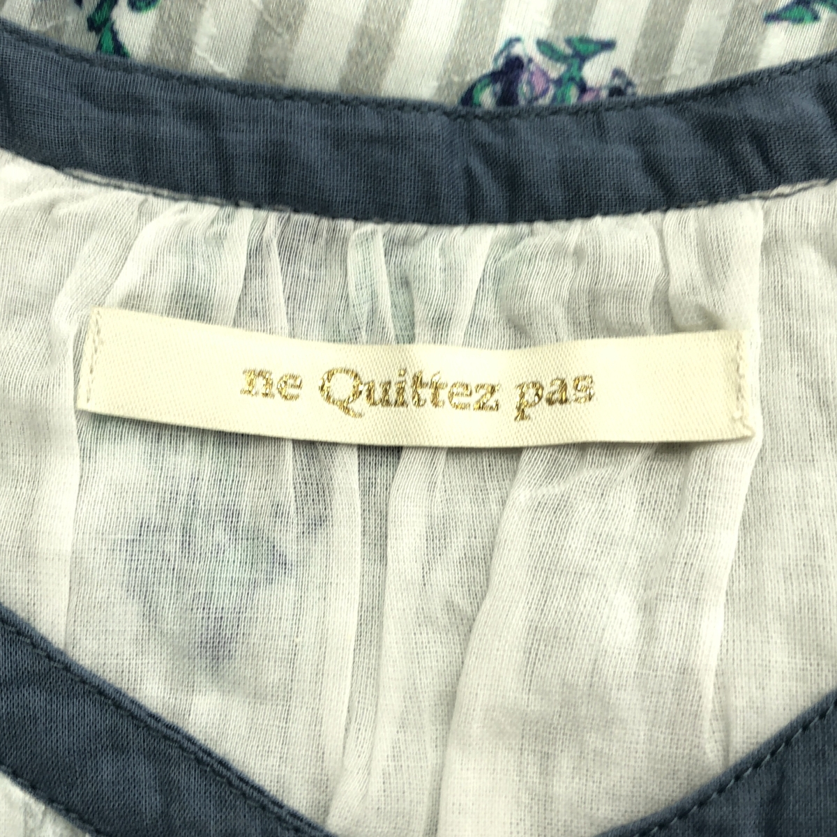 ne Quittez pas / ヌキテパ Cotton Jacquard Lily Print Shirring Dress リリープリント コットン ジャガード シャーリング ドレス ワンピース