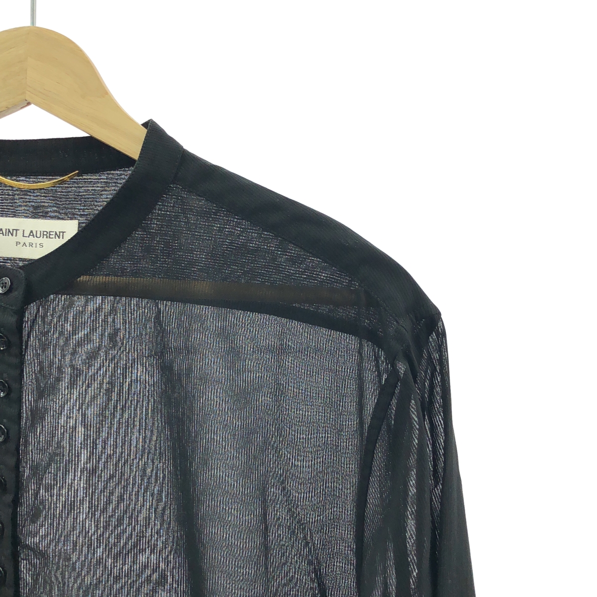 SAINT LAURENT PARIS / サンローランパリ コットン ヘンリーネック シャツ