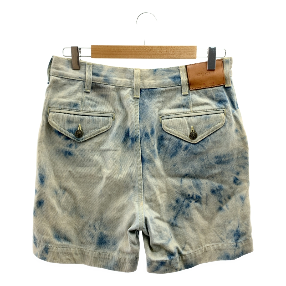 GUCCI / グッチ 418307 / ヴィンテージ加工 レザーパッチ デニム ショートパンツ ショーツ
