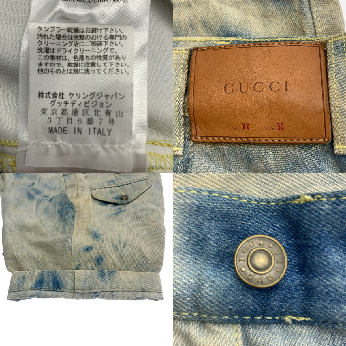 GUCCI / グッチ 418307 / ヴィンテージ加工 レザーパッチ デニム ショートパンツ ショーツ