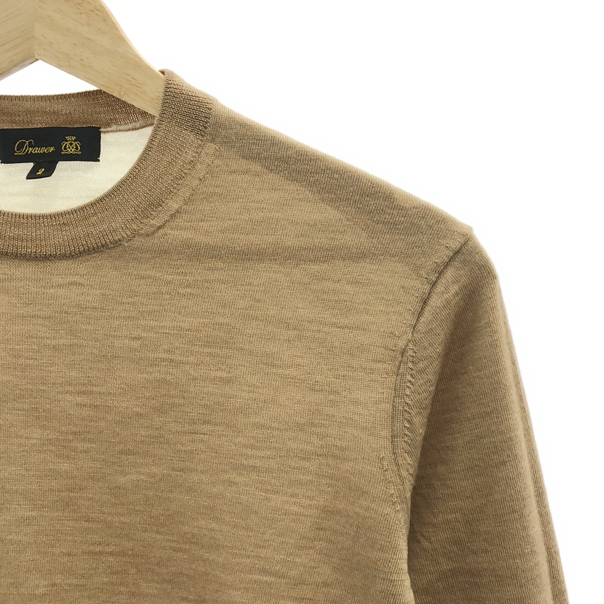 Drawer / ドゥロワー ウール 配色 クルーネック ニット
