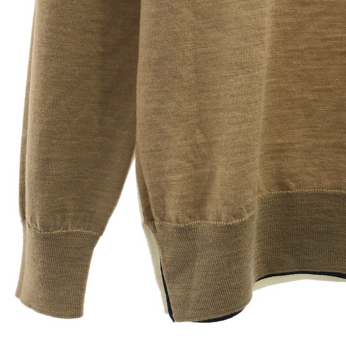 Drawer / ドゥロワー ウール 配色 クルーネック ニット