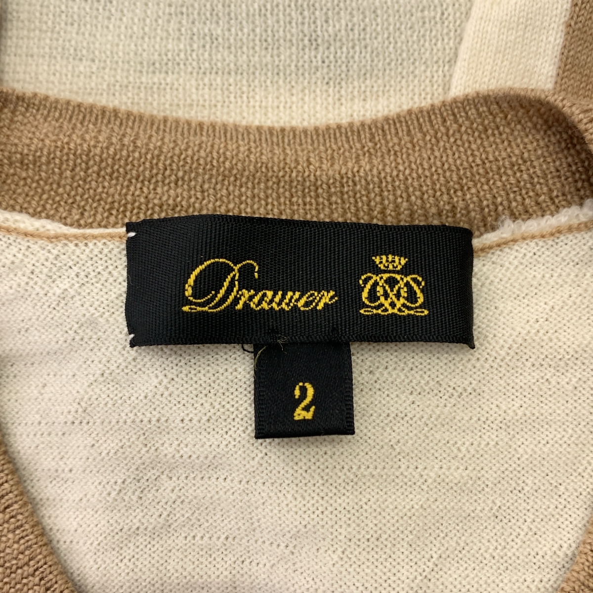 Drawer / ドゥロワー ウール 配色 クルーネック ニット