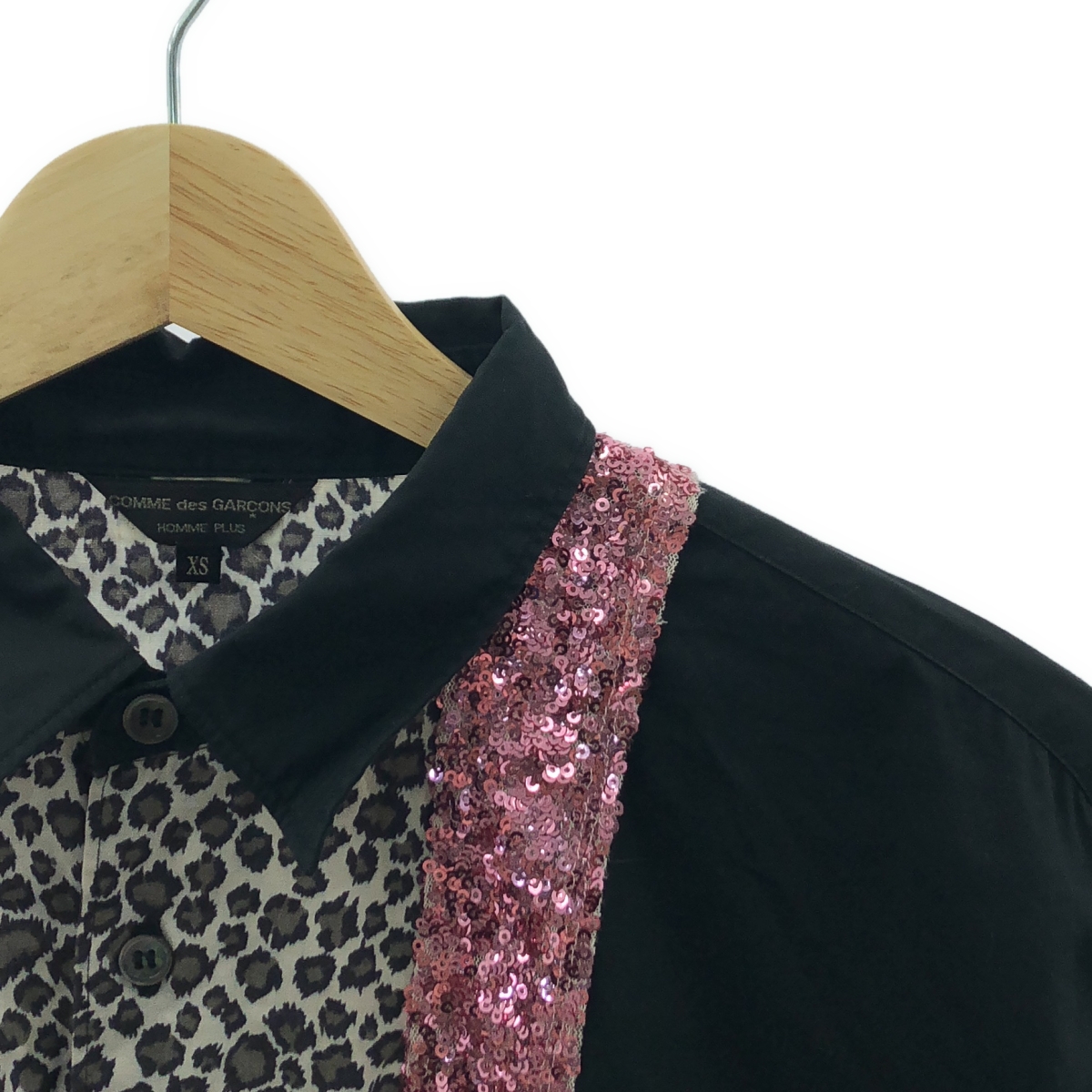 COMME des GARCONS HOMME PLUS / コムデギャルソンオムプリュス レオパード 装飾 スパンコール レギュラーカラーシャツ