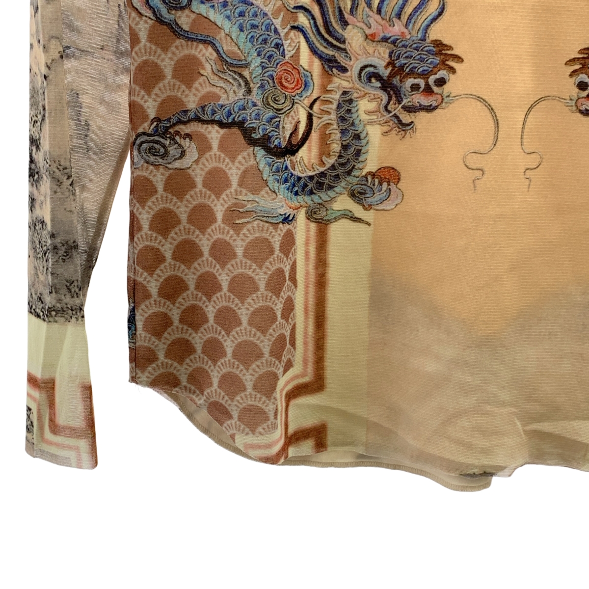 VIVIENNE TAM / ヴィヴィアンタム 総柄 ドラゴン キーネック ブラウス / 裏地付き