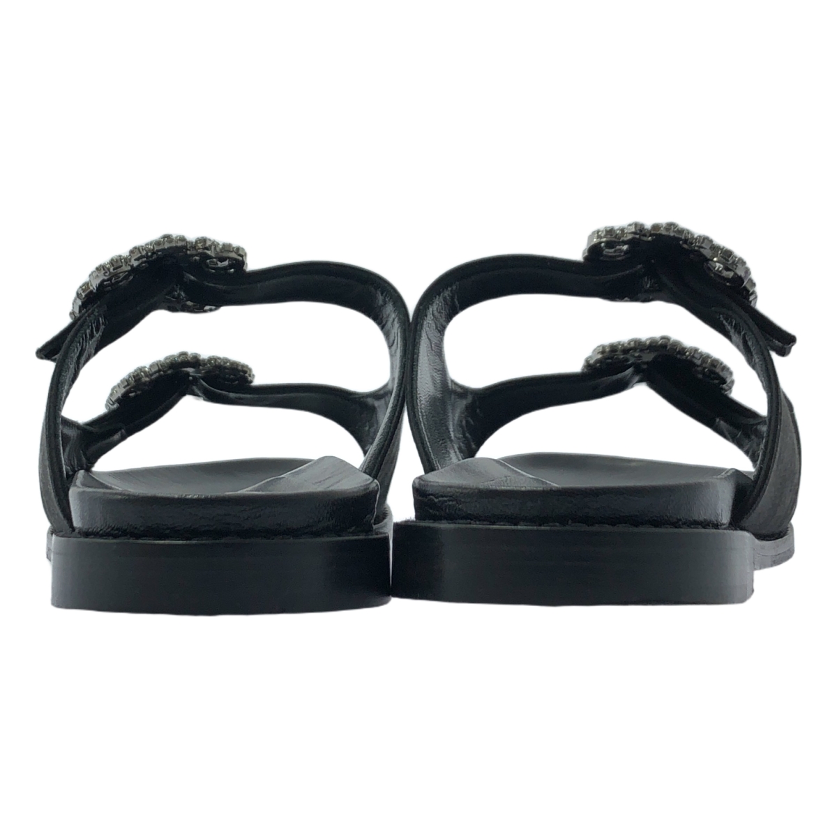 MANOLO BLAHNIK / マノロブラニク STURLUSHANGI / レザー ビジュー 装飾 サンダル フラットシューズ