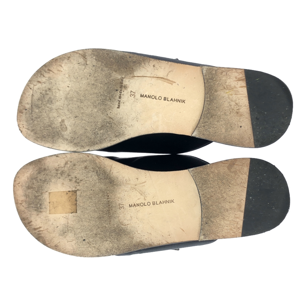 MANOLO BLAHNIK / マノロブラニク STURLUSHANGI / レザー ビジュー 装飾 サンダル フラットシューズ