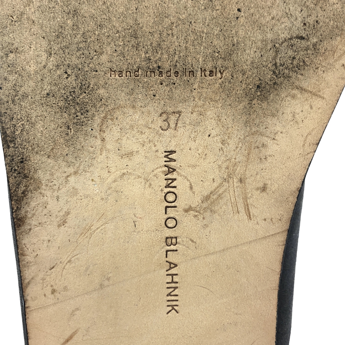 MANOLO BLAHNIK / マノロブラニク STURLUSHANGI / レザー ビジュー 装飾 サンダル フラットシューズ