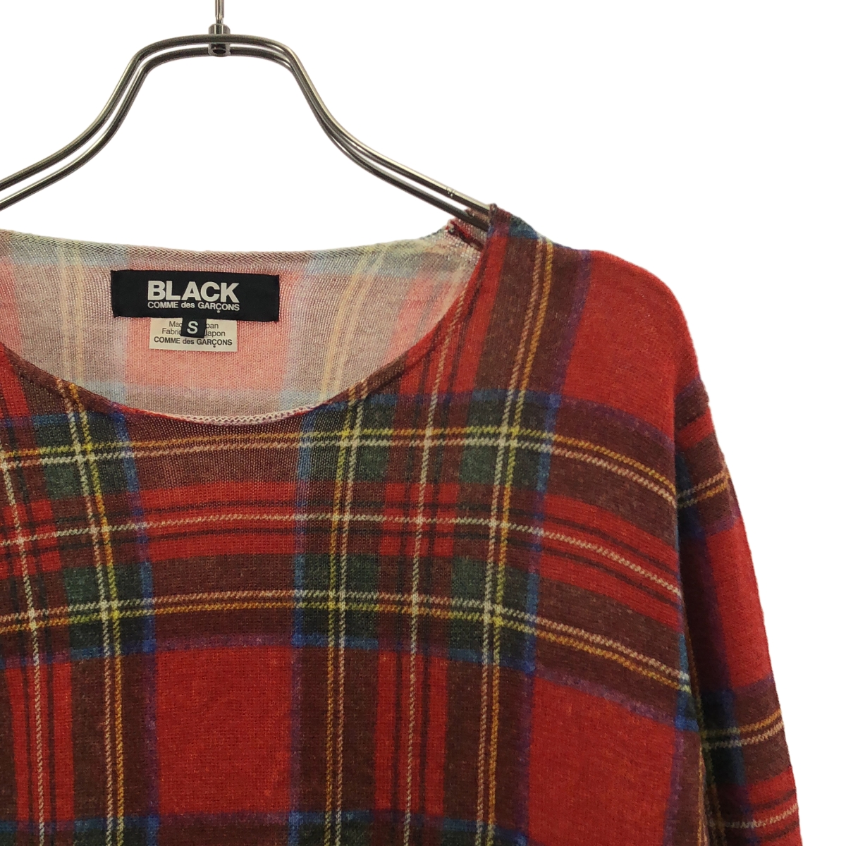 BLACK COMME des GARCONS / ブラックコムデギャルソン タータンチェック クルーネック ロングニット セーター