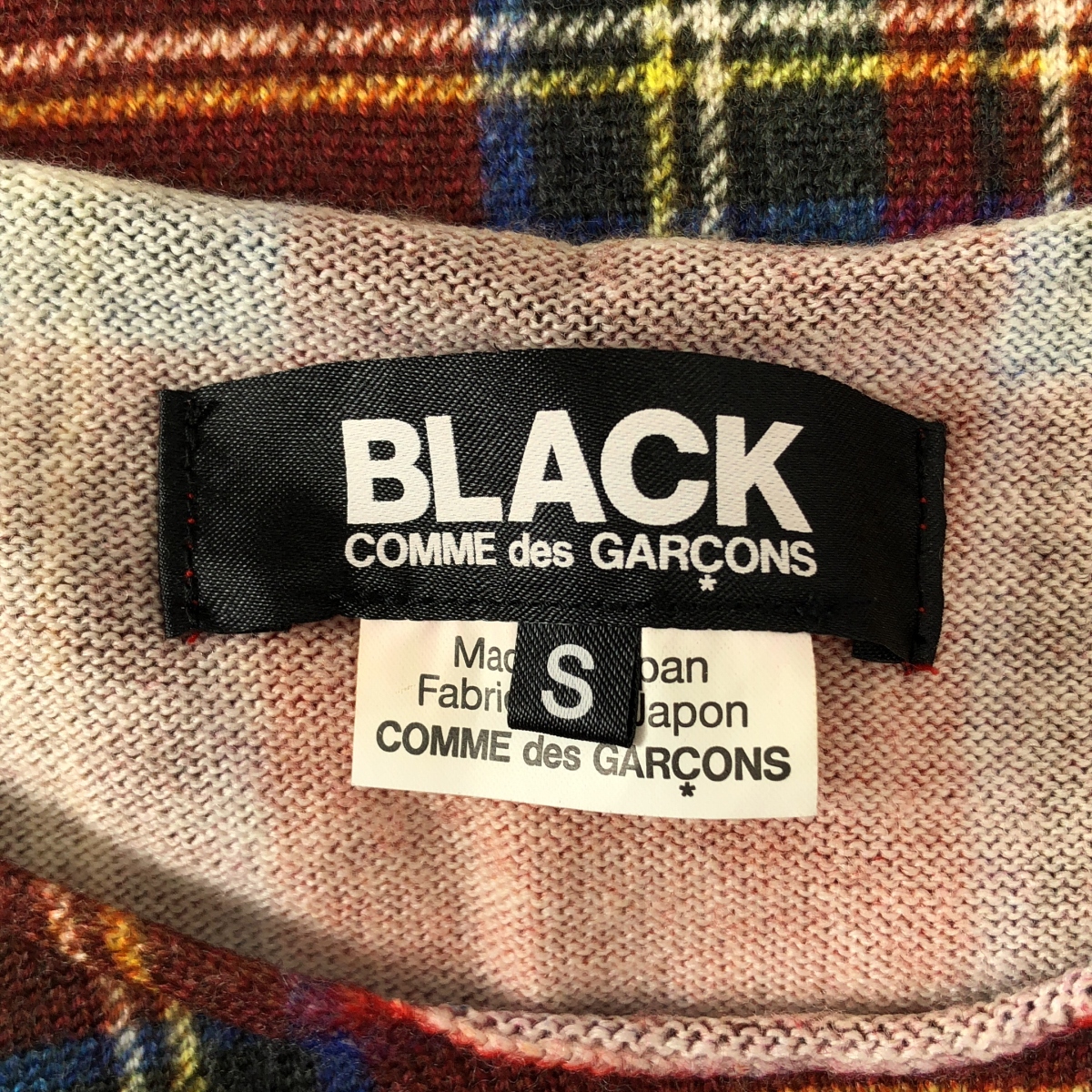 BLACK COMME des GARCONS / ブラックコムデギャルソン タータンチェック クルーネック ロングニット セーター