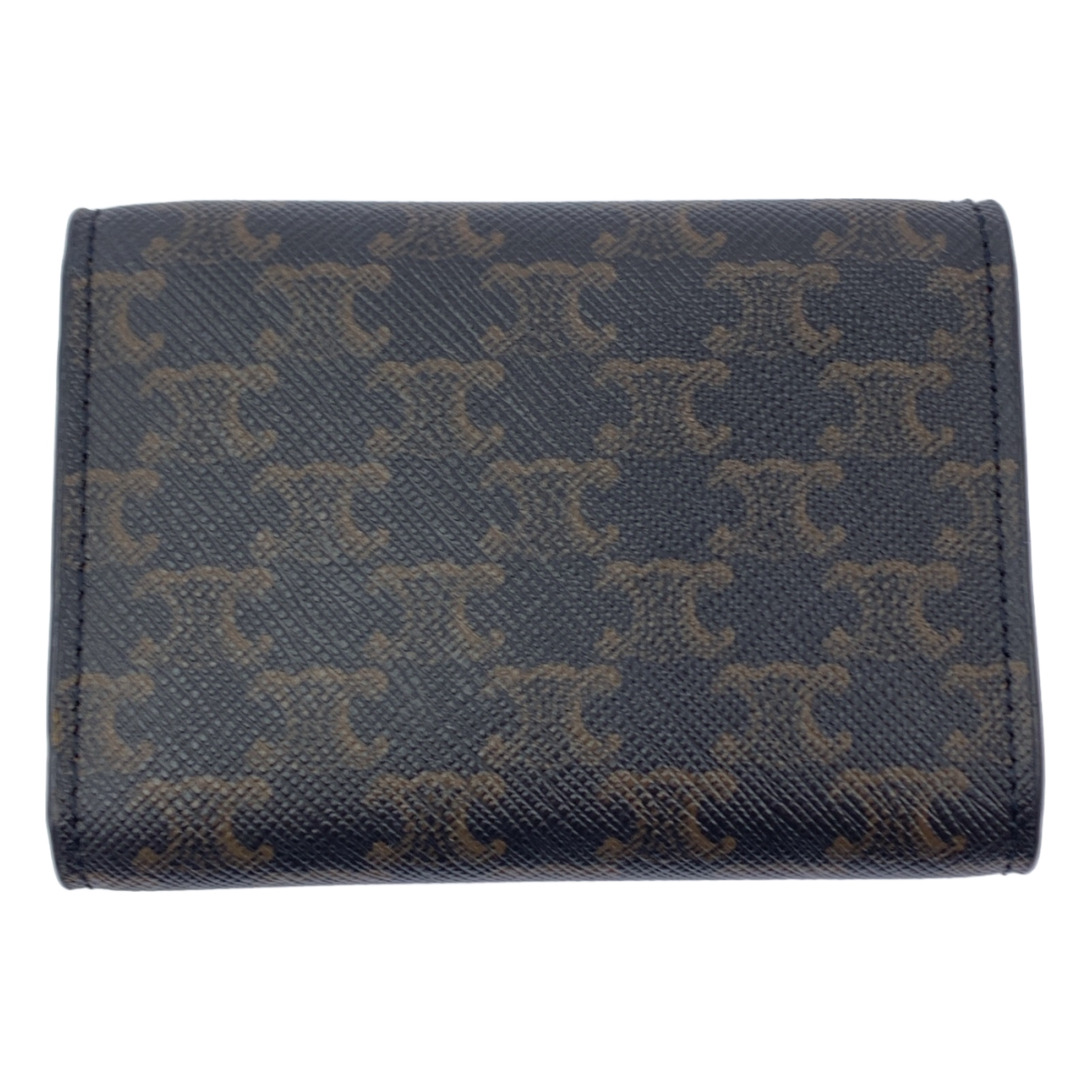 CELINE / セリーヌ レザー トリオンフ レオパード コンパクトウォレット 財布