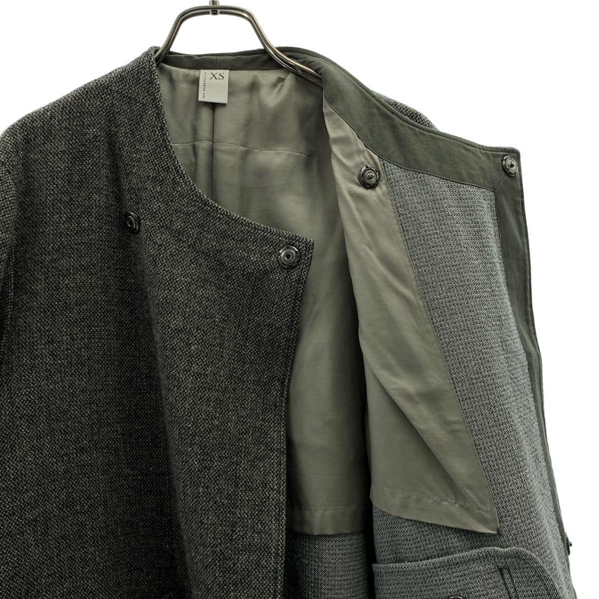 NO CONTROL AIR / ノーコントロールエア ウール ツイード ノーカラーコート