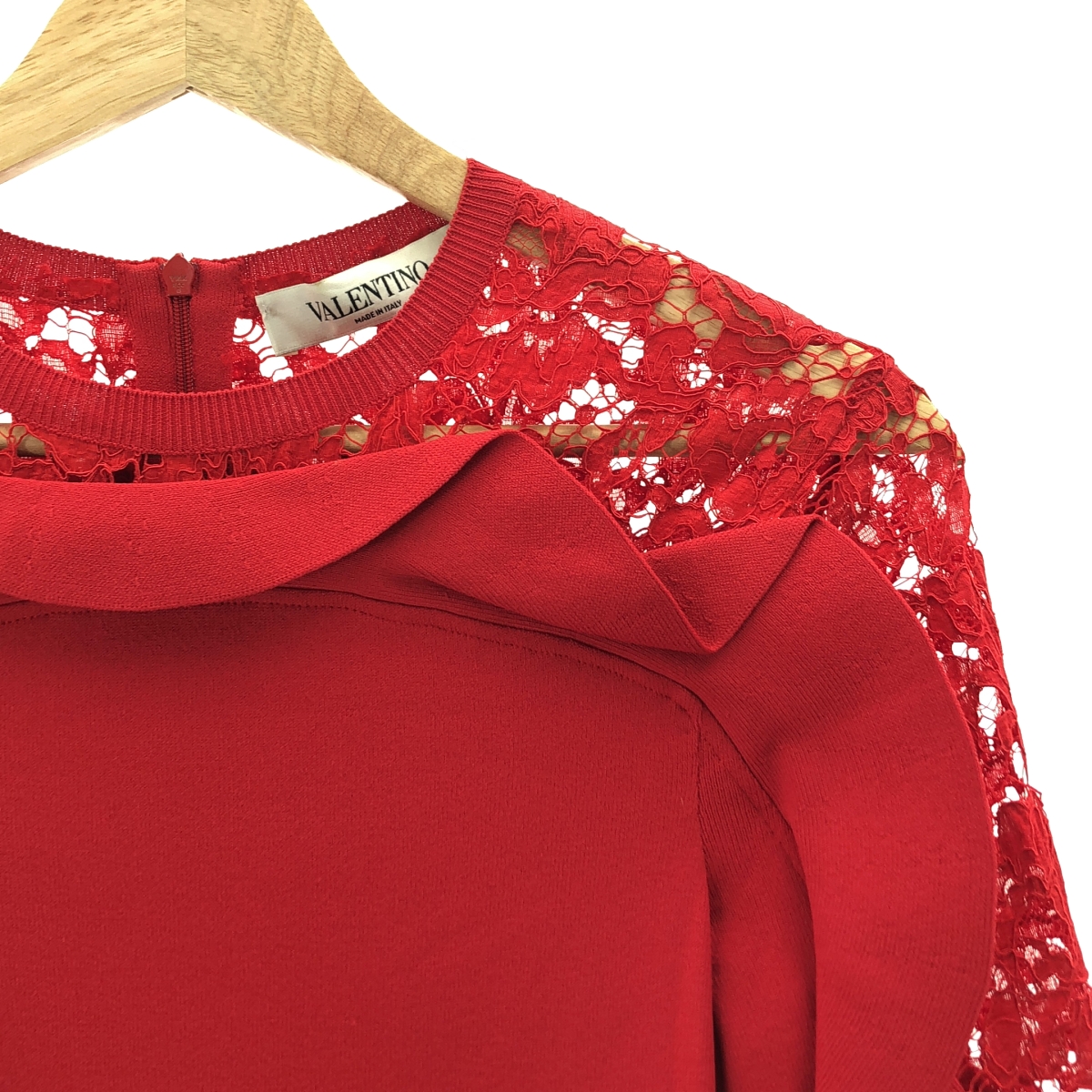 VALENTINO / ヴァレンティノ レース フリル装飾 ニット ワンピース