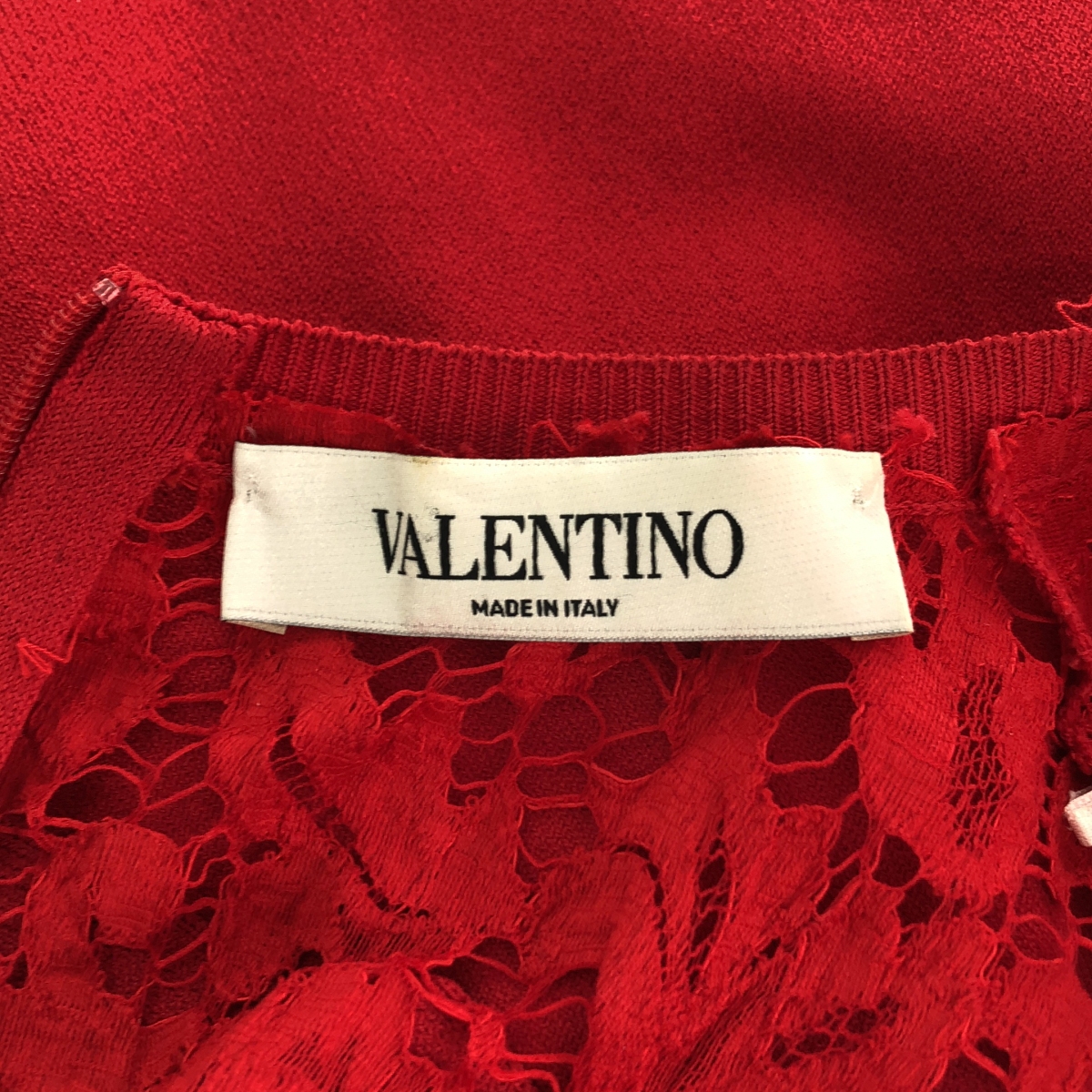 VALENTINO / ヴァレンティノ レース フリル装飾 ニット ワンピース