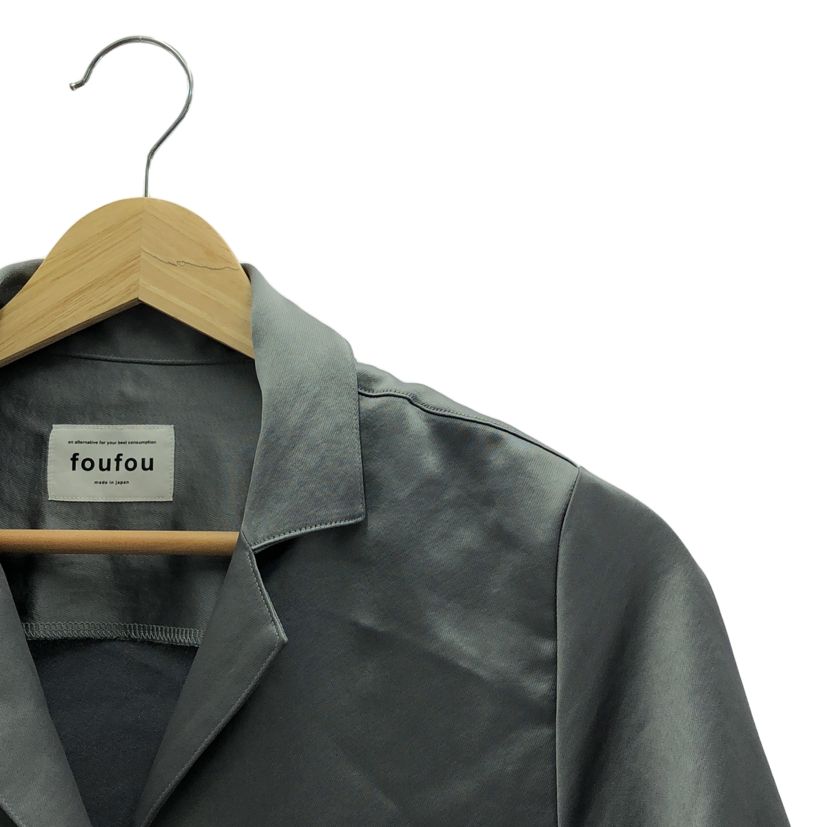 foufou / フーフー open collar satin blouse / satin flair skirt ブラウス スカートセットアップ