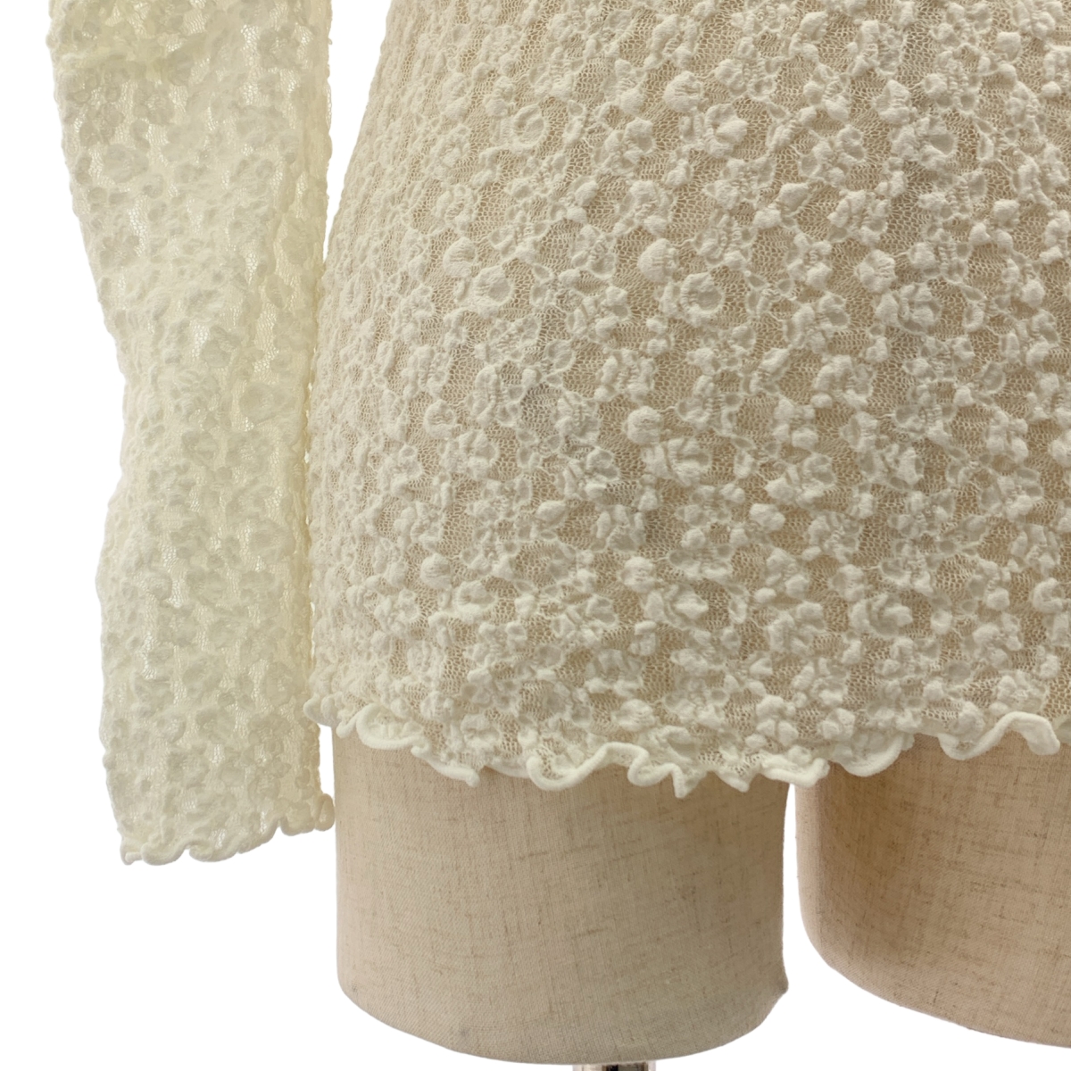 その他 フラワー レース ボリュームスリーブ トップス