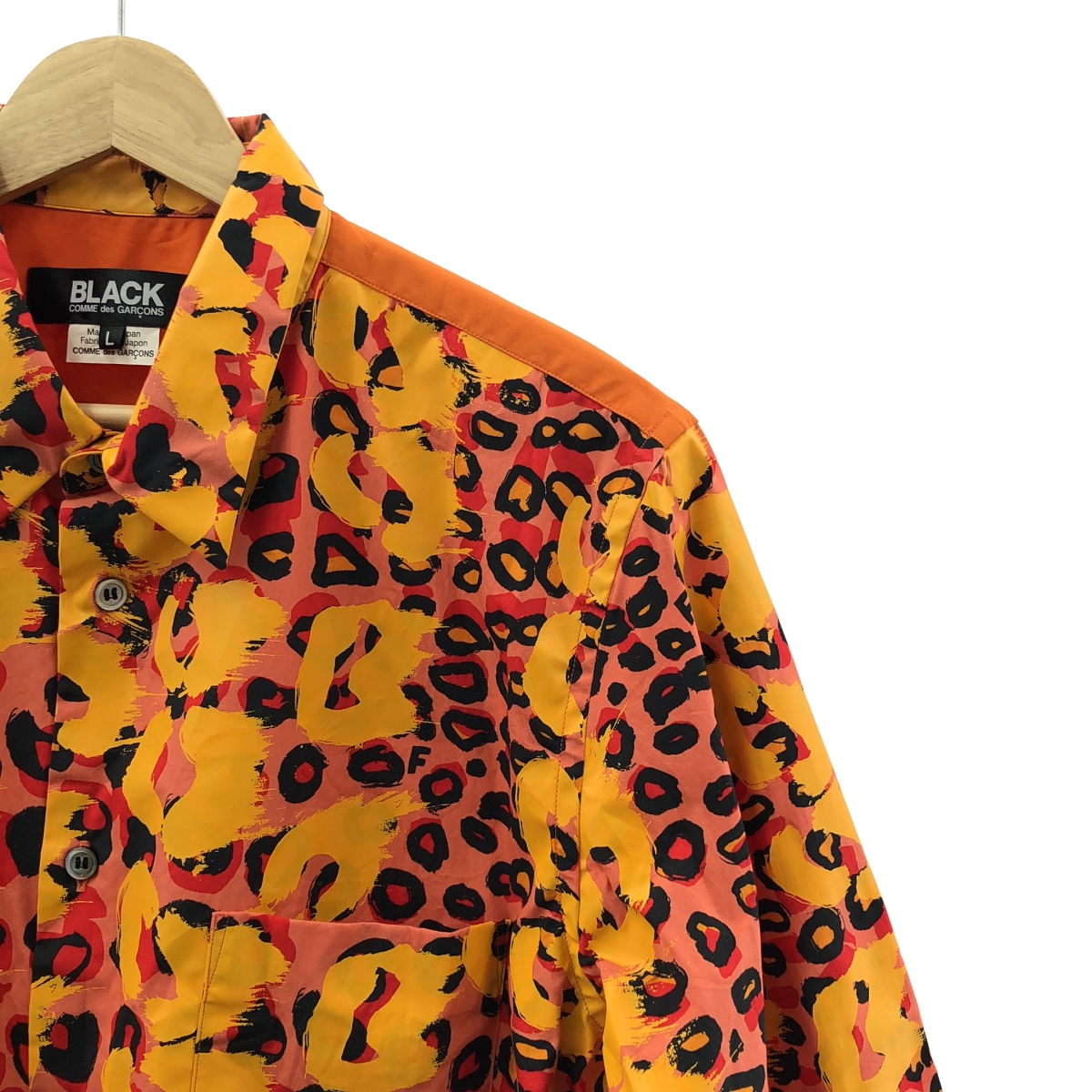 BLACK COMME des GARCONS / ブラックコムデギャルソン 袖断ち切り コットン レオパード シャツ