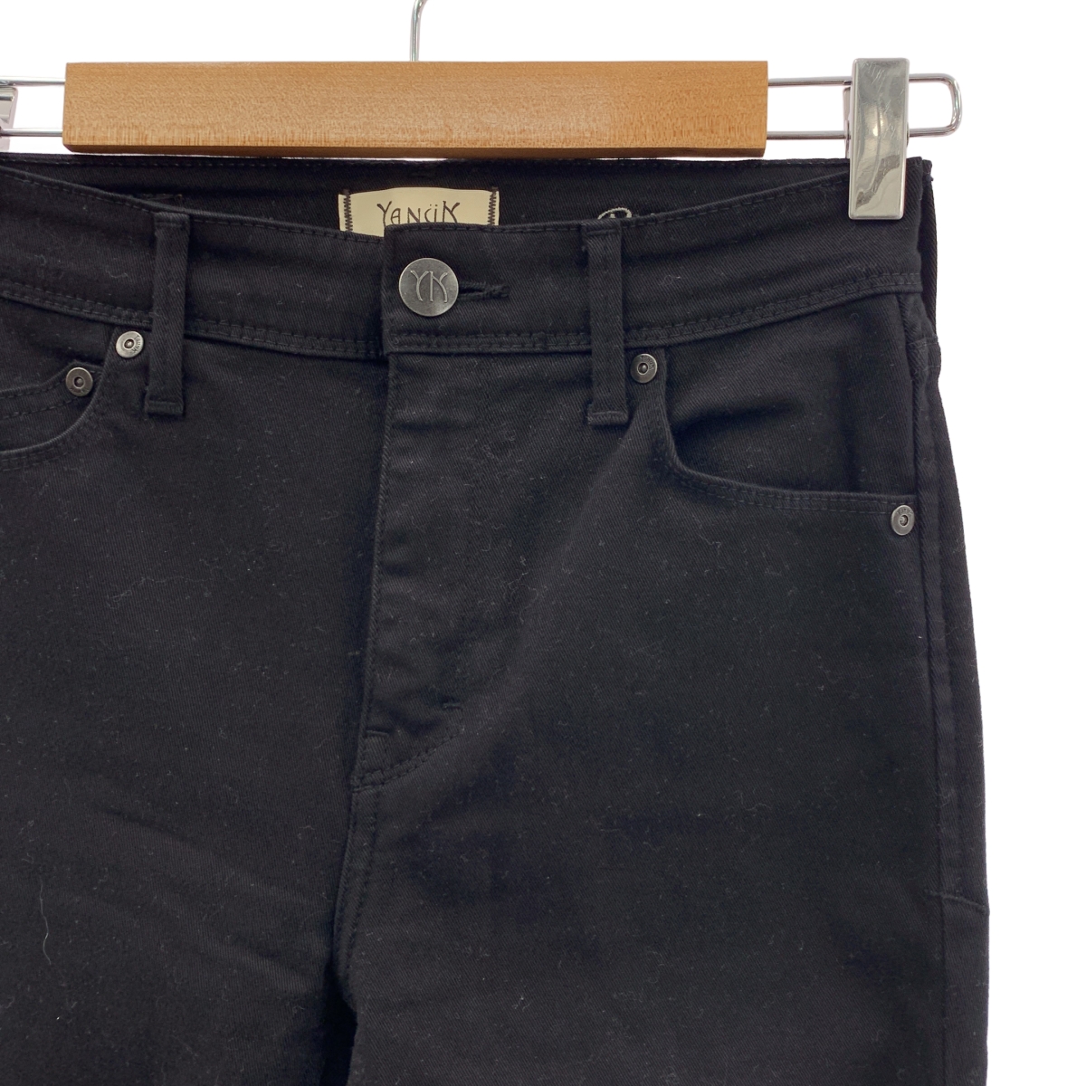 YANUK / ヤヌーク ロゴレザーパッチ ストレッチ スキニー パンツ