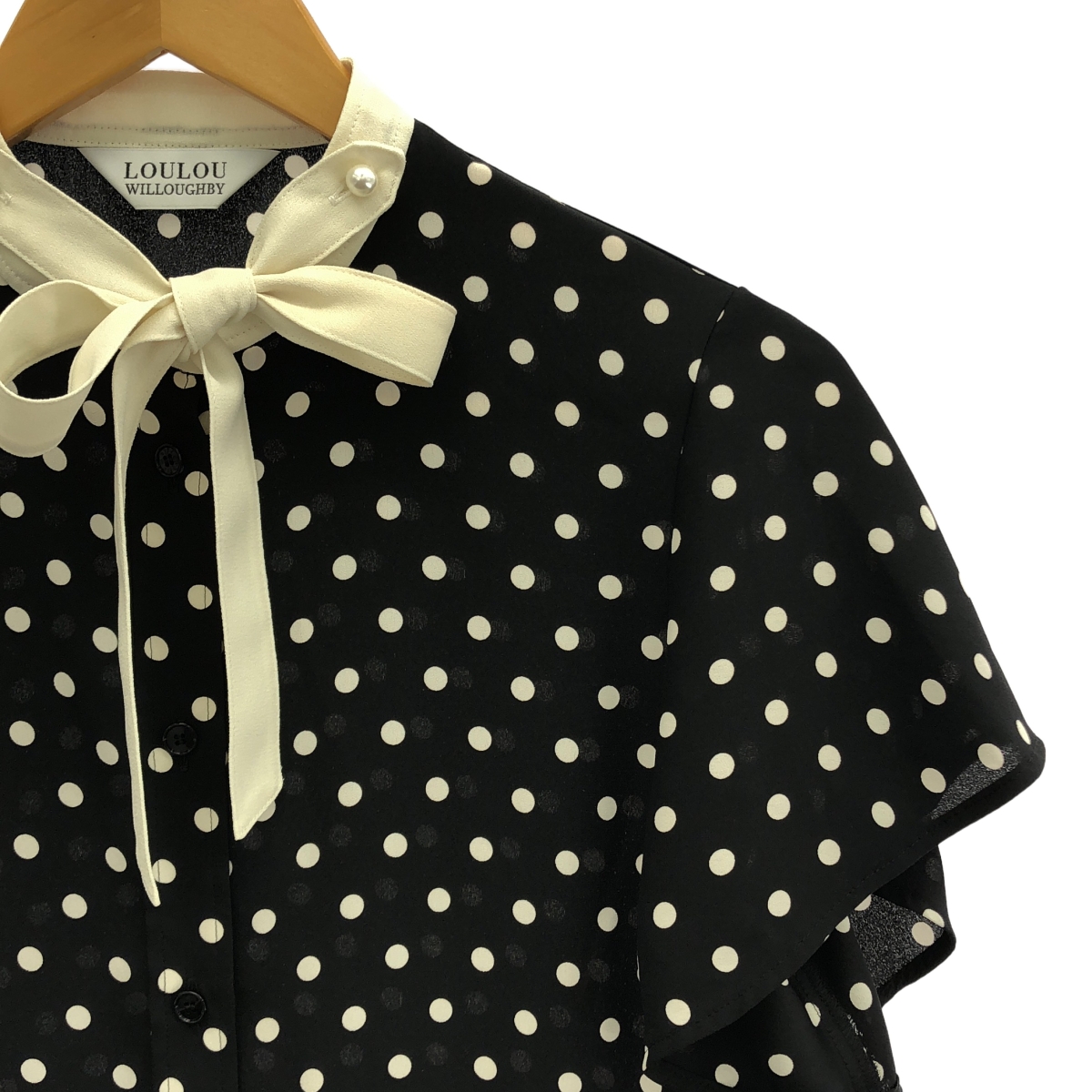Loulou Willoughby / ルルウィルビー ドット ボウタイ 半袖 シャツ ブラウス