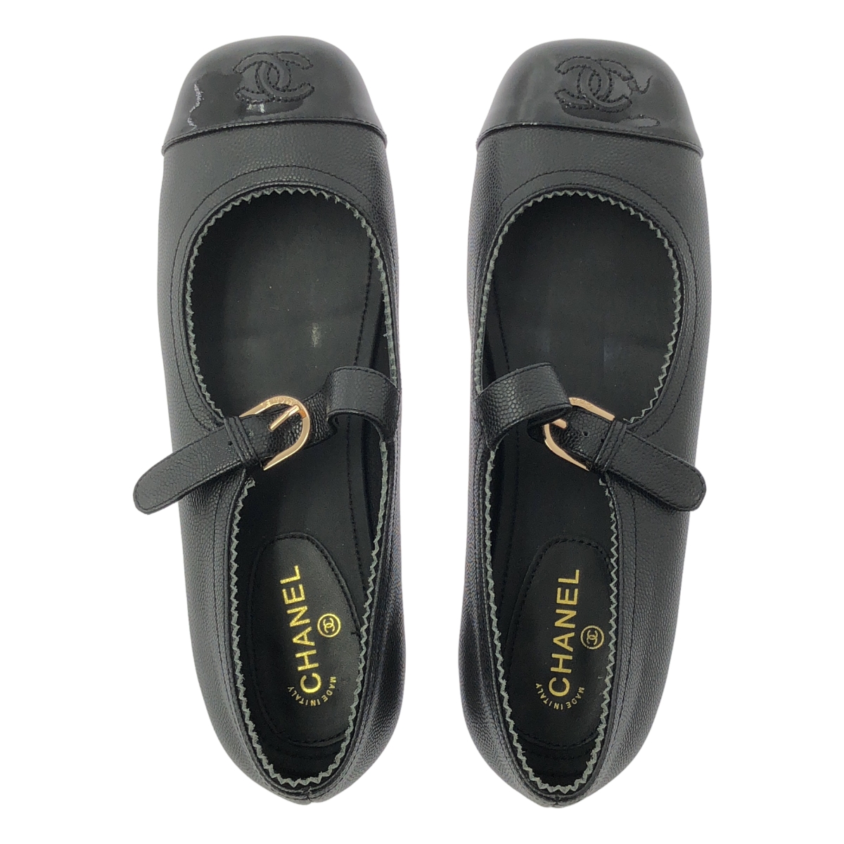 CHANEL / シャネル レザー ココマーク メリージェーン ストラップ バレリーナ シューズ