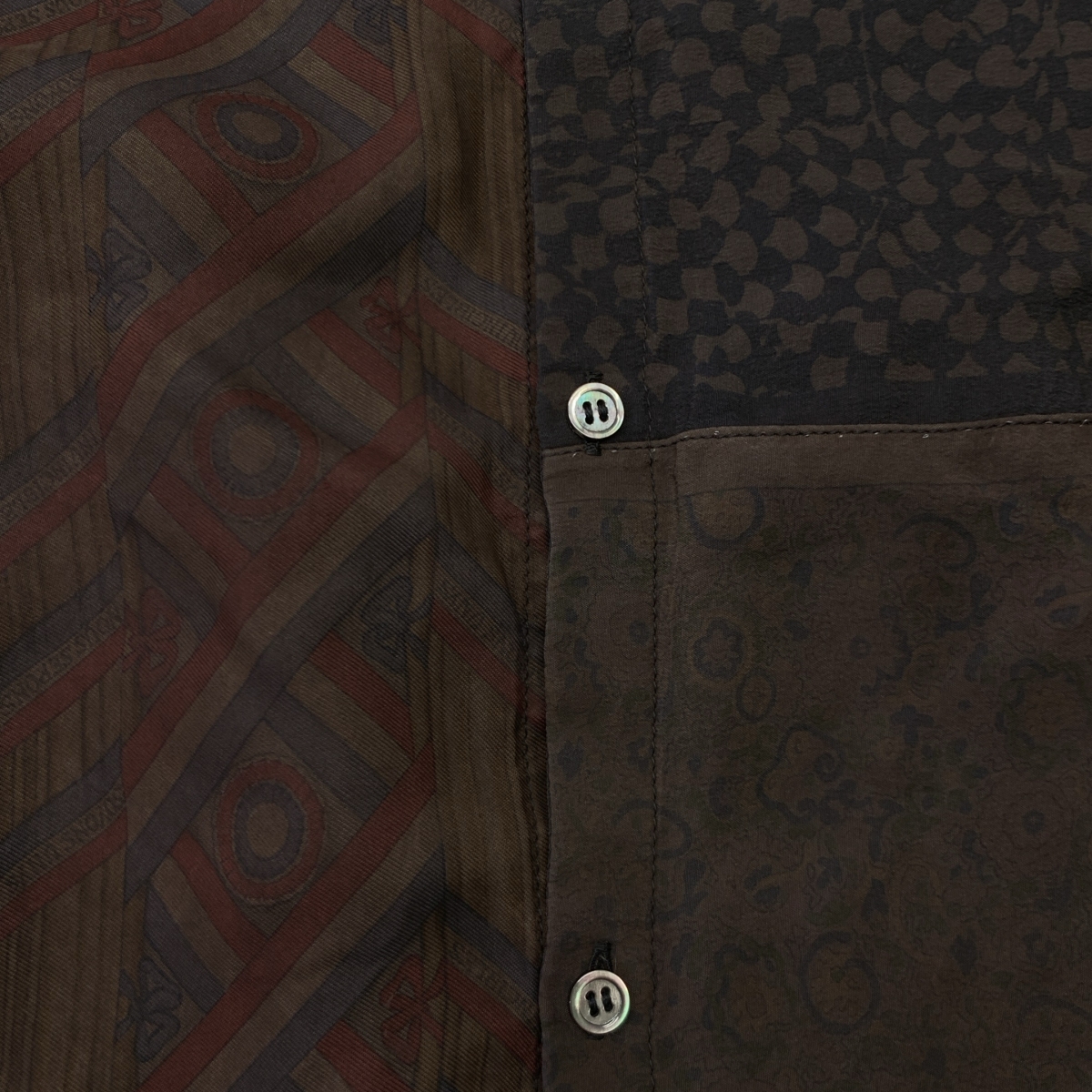 mister it. / ミスターイット Chemise-henri / silk 100% / シルク 総柄 アシンメトリー バンドカラー ロングシャツ ブラウス