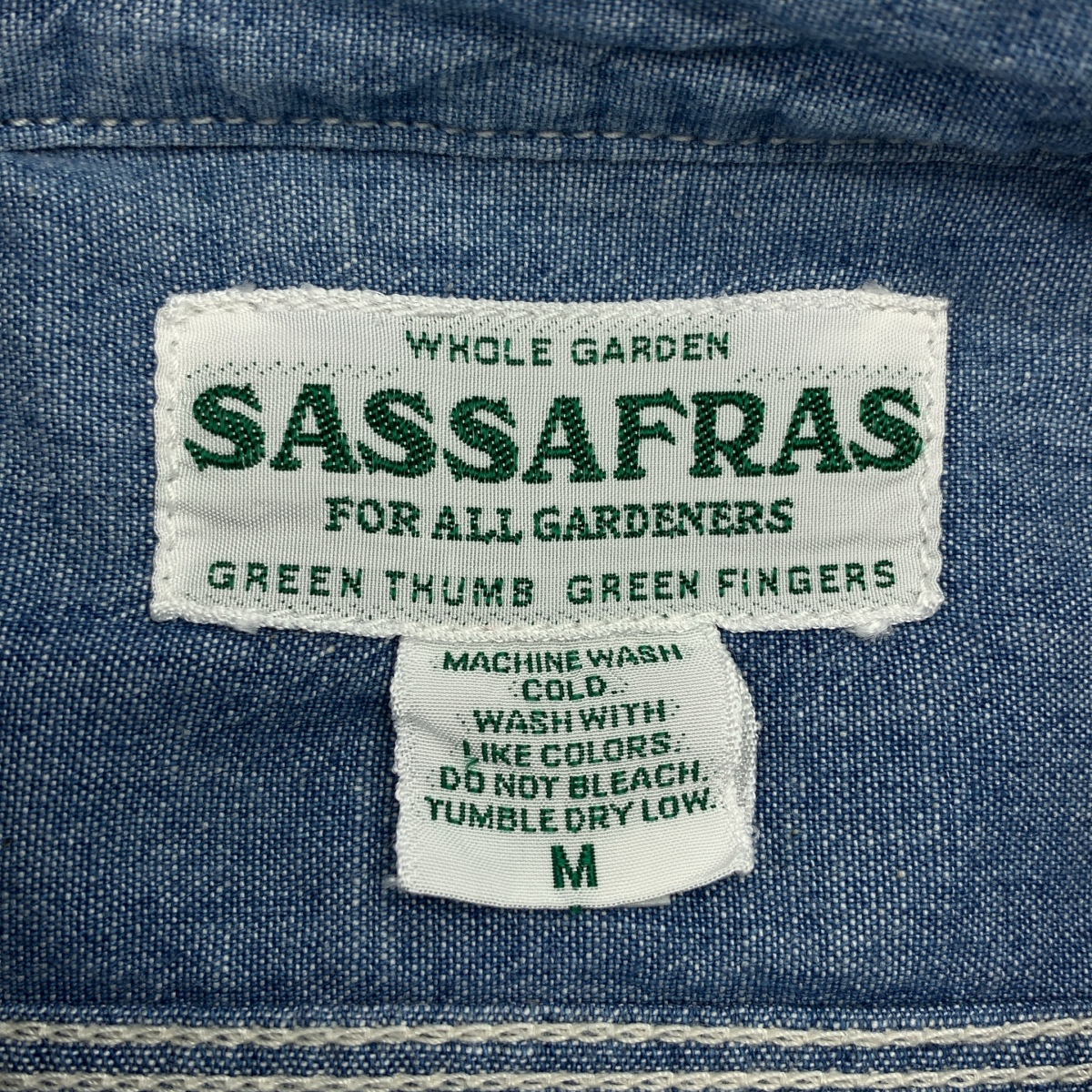 SASSAFRAS / ササフラス ロゴ チンストラップ シャンブレー シャツ