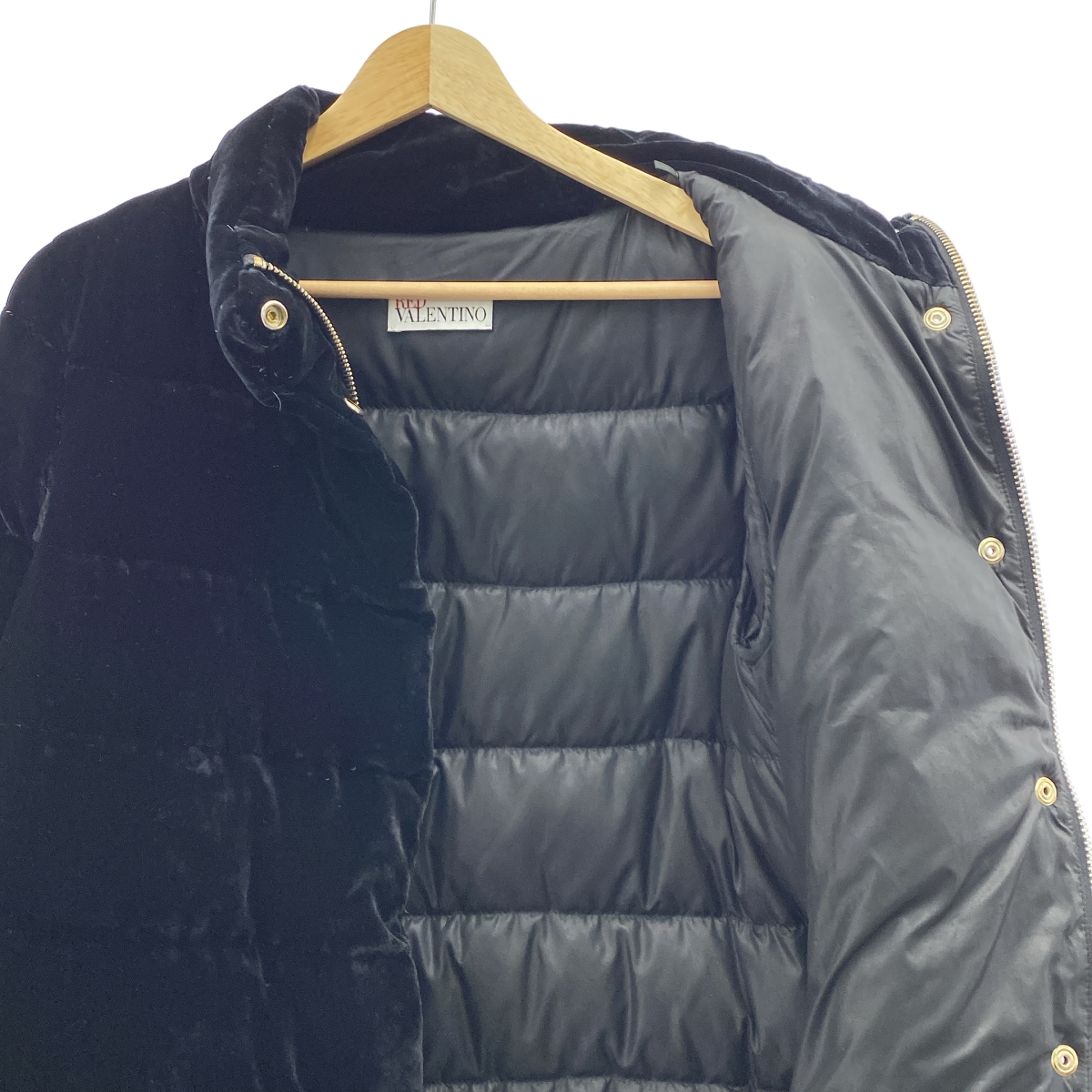 RED VALENTINO / レッドヴァレンティノ リボン ベロア パファー ダウン ジャケット