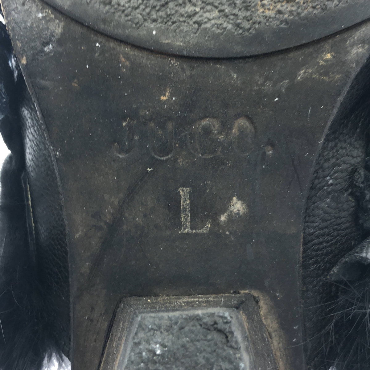 JUCO / ジュコ アシンメトリー ファー フリル レザー サンダル