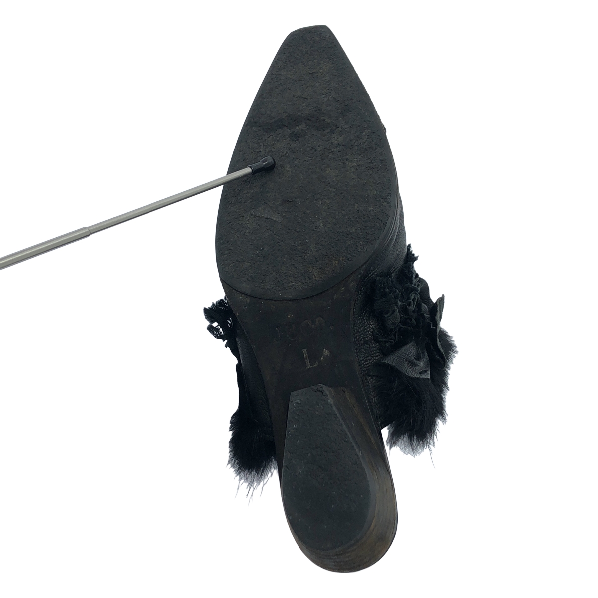 JUCO / ジュコ アシンメトリー ファー フリル レザー サンダル