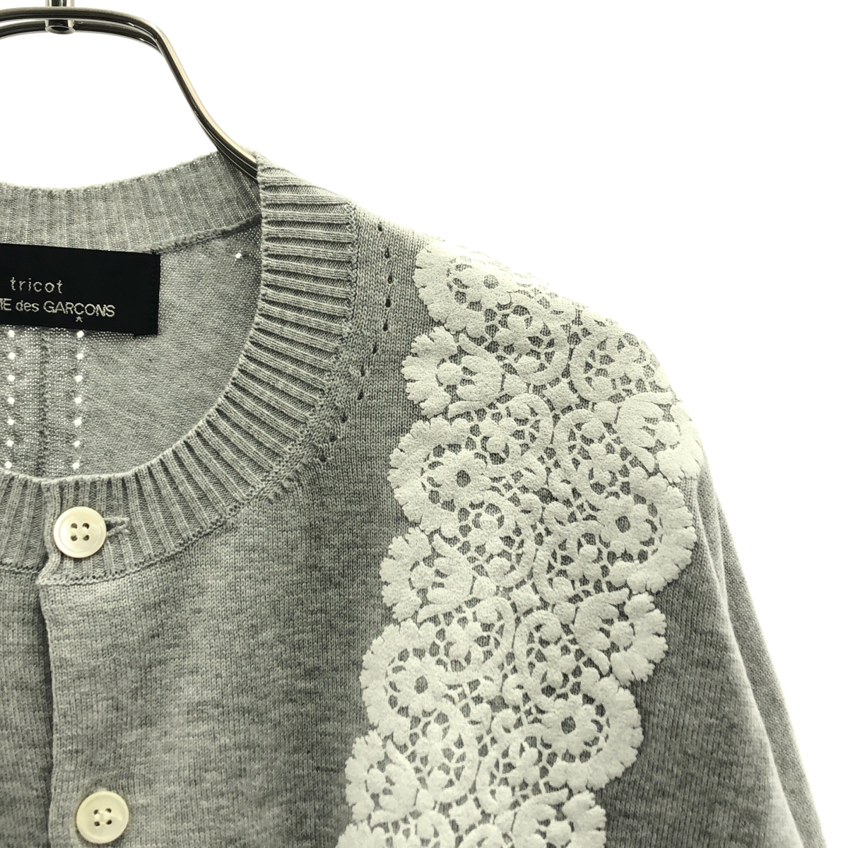 tricot COMME des GARCONS / トリココムデギャルソン コットン プリント クルーネック カーディガン