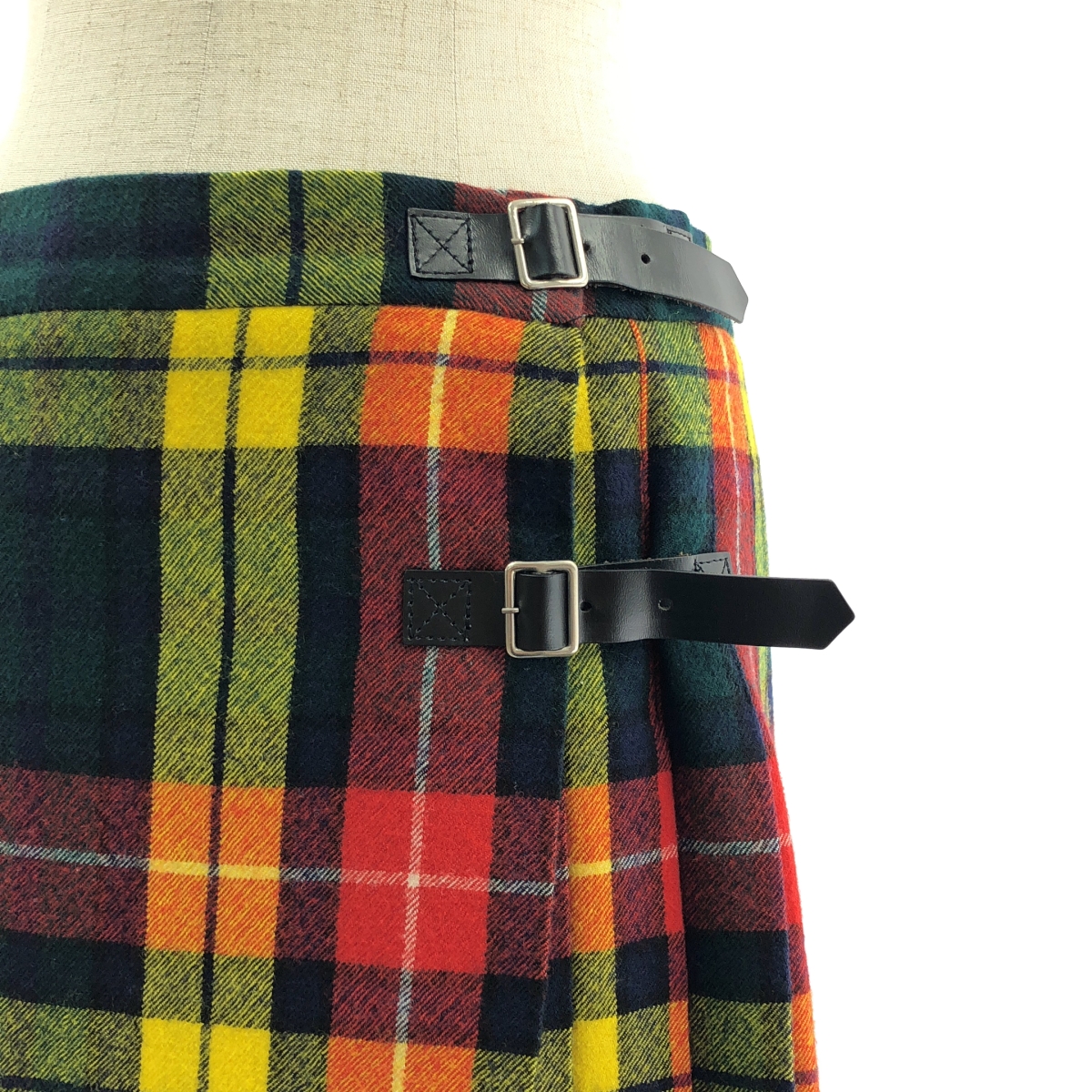 tricot COMME des GARCONS / トリココムデギャルソン ウール タータンチェック プリーツ ラップ ロングスカート