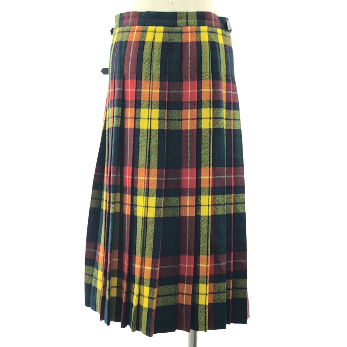 tricot COMME des GARCONS / トリココムデギャルソン ウール タータンチェック プリーツ ラップ ロングスカート