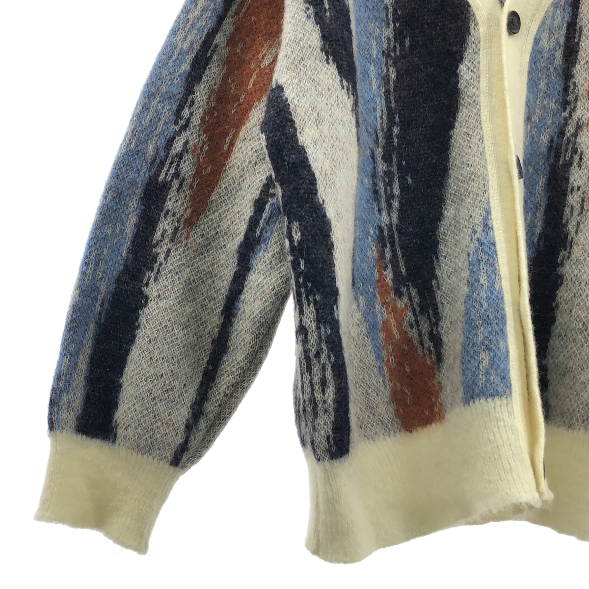 Maison Special / メゾンスペシャル ランダムストライププライムオーバーモヘヤ ニット カーディガン