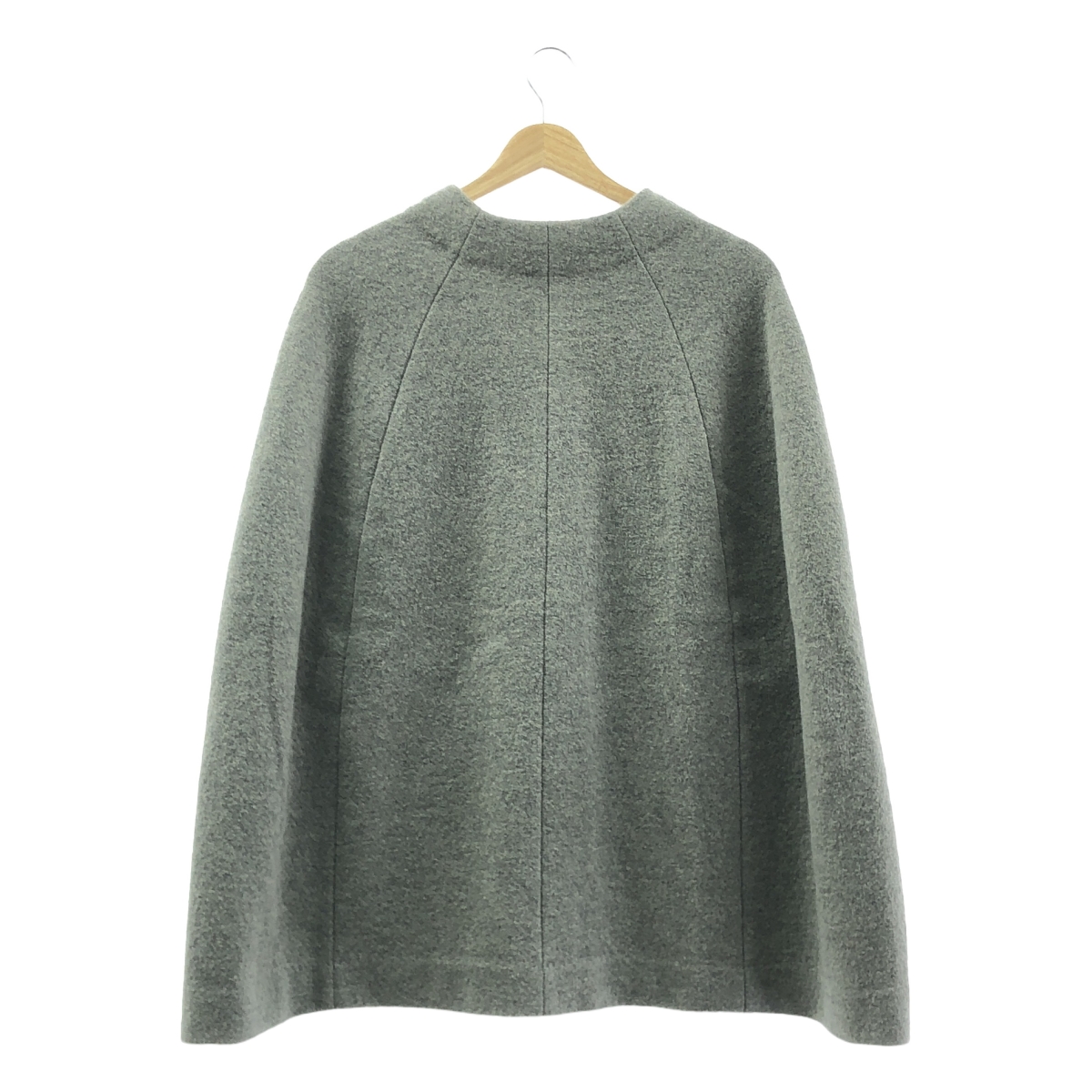 evam eva / エヴァムエヴァ プレスウールノーカラーポンチョ コート