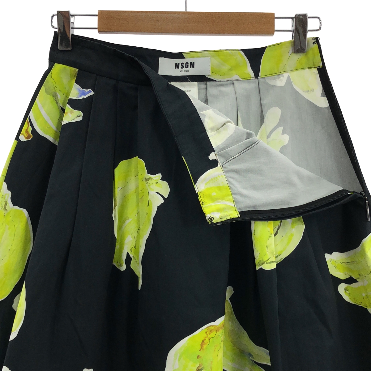 MSGM / エムエスジーエム コットン 総柄 バナナ サイドジップ スカート