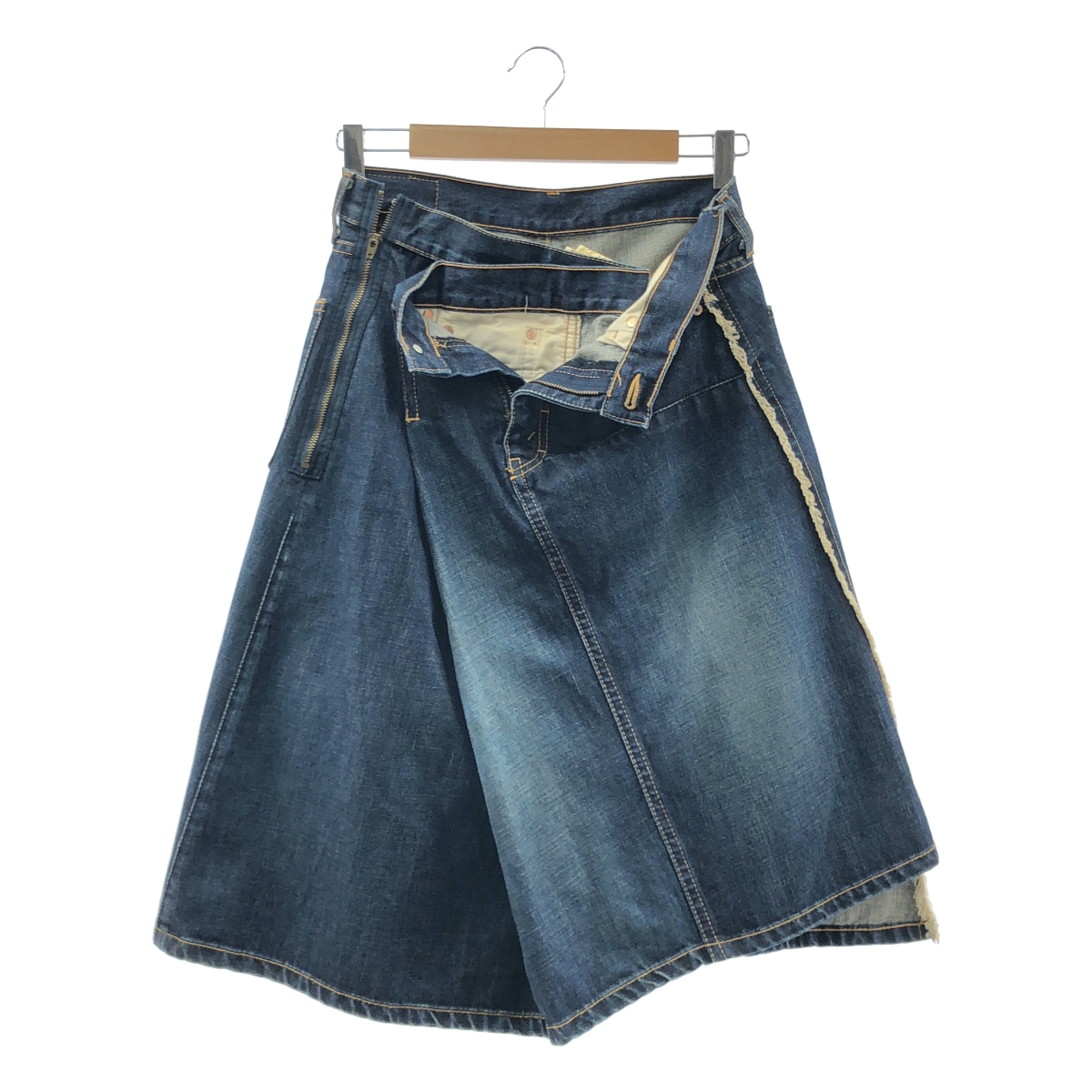 JUNYA WATANABE COMME des GARCONS / ジュンヤワタナベ 【denim】ダメージ加工 サイドジップ 再構築 デニムスカート