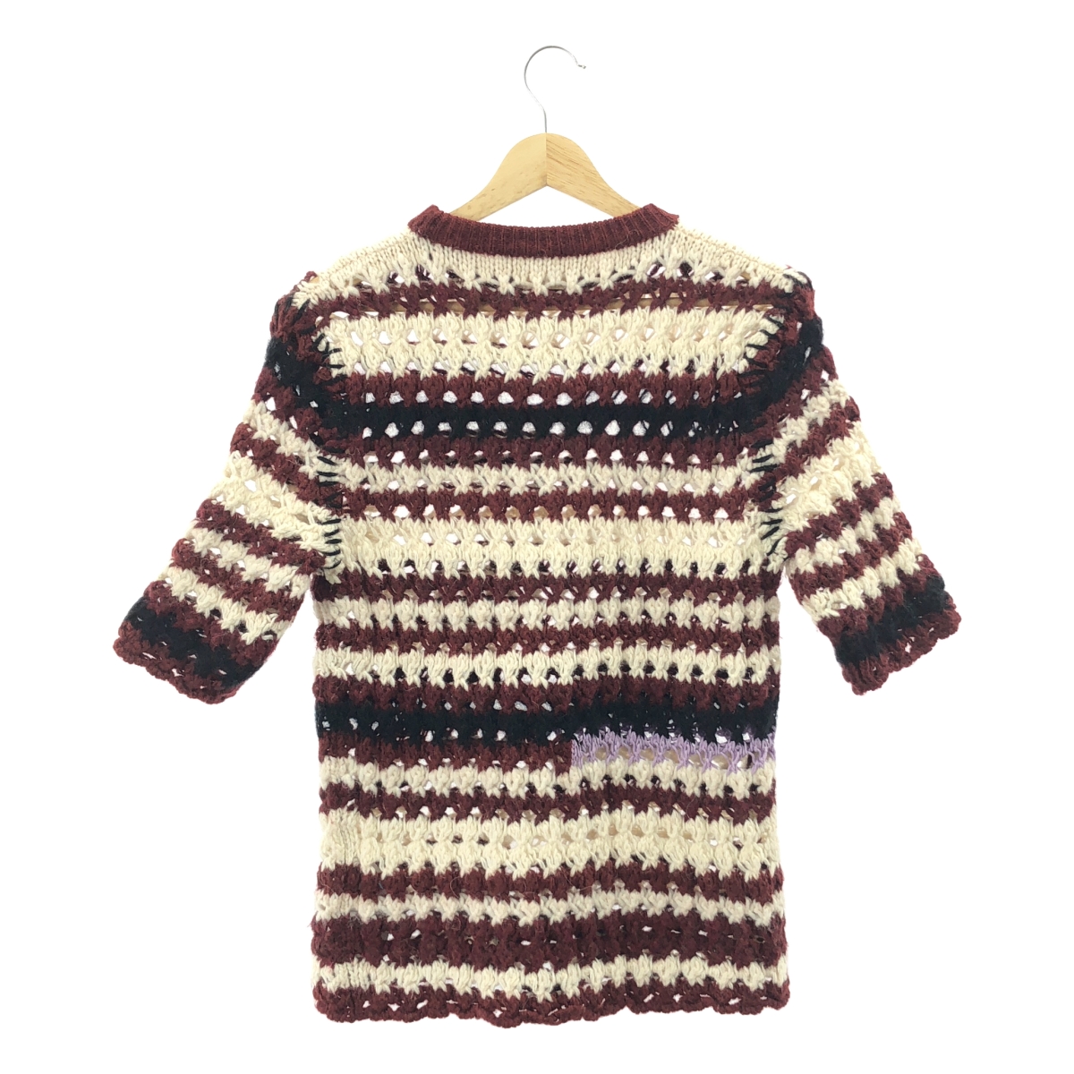 MARNI / マルニ Striped Wool Blend Crochet Sweater  半袖 ウール クロシェットニット